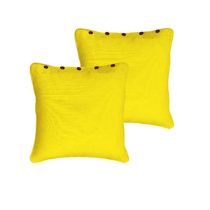 Rans Pair Of Cotton Pillowcases With Buttons Yellow