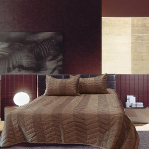 Rapee Faux Silk Coverlet Set Zig Zag Brown Queen