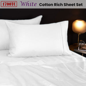 Morrissey 1700Tc Cotton Rich Sheet Set White Queen