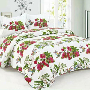 100% Cotton Coverlet Set Hummingbird Multi Queen