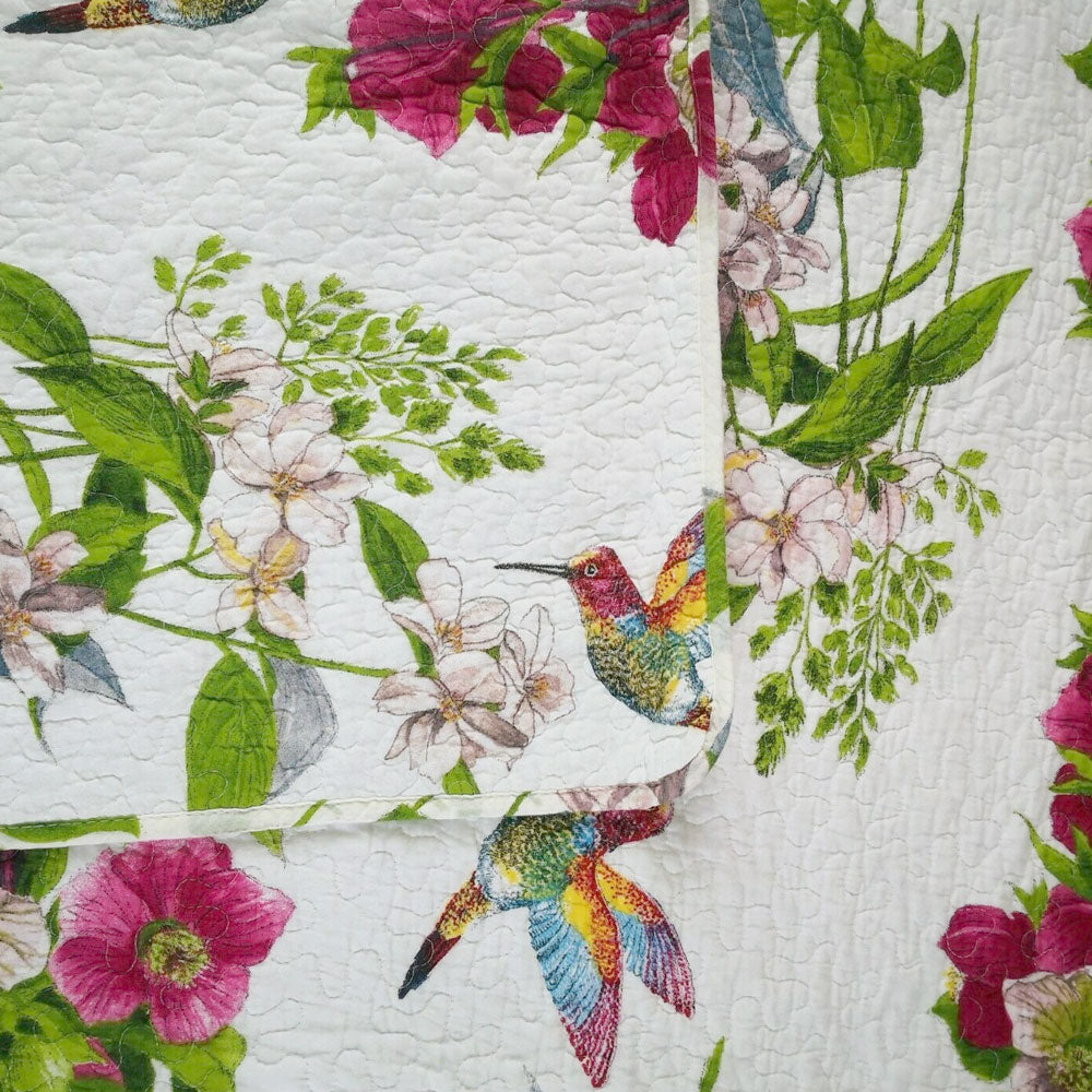 100% Cotton Coverlet Set Hummingbird Multi Queen