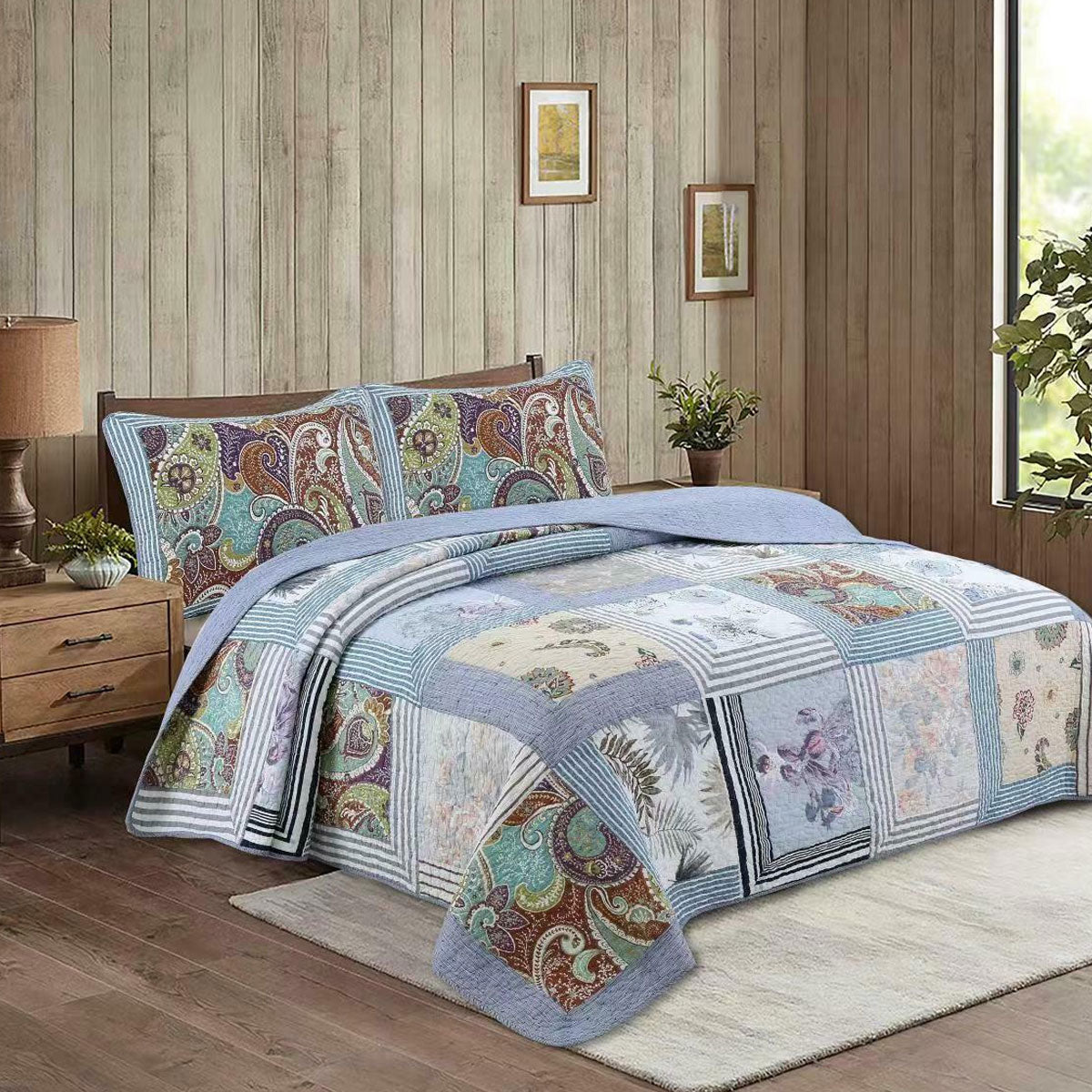 100% Cotton Lightly Quilted Coverlet Set Montana Queen 230 X 250 Cm