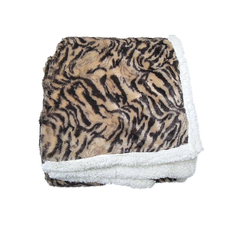 Luxury Faux Fur Reversible Throw Rug Mountain Cat