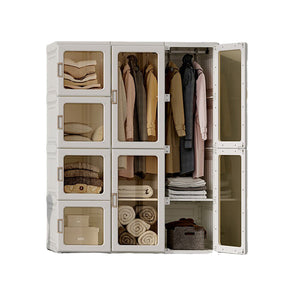 Kylin Cubes Storage Folding Cabinet Wardrobe With 12 Grids & 8 Doors Hangers