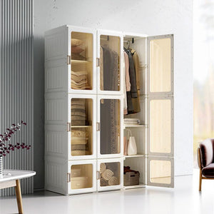 Kylin Cubes Storage Folding Cabinet Wardrobe With 12 Grids & 8 Doors Hangers