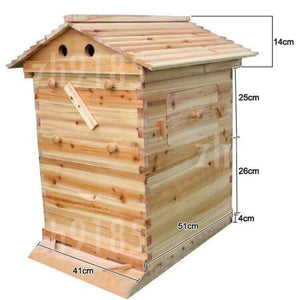 Wooden Beekeeping Beehive House +7Pcs Upgraded Auto Honey Comb Hive Frame