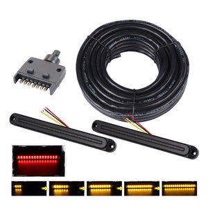 Trailer Tail Light Kit Pair Plug 7M 5 Core Wire Turn Signal Pin Flat Set