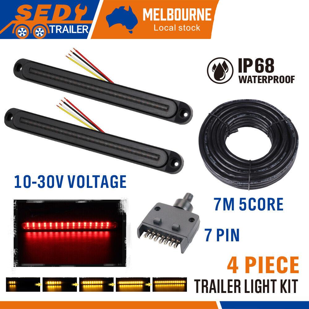 Trailer Tail Light Kit Pair Plug 7M 5 Core Wire Turn Signal Pin Flat Set