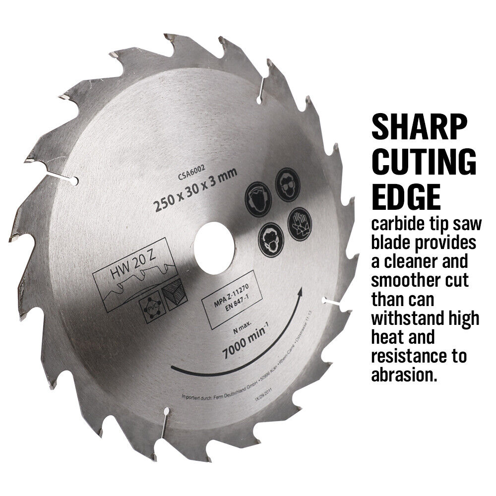 Sedy 10X250mm Circular Saw Blade 20T Disc Wood Timber Cutting 30/20/16Mm Bore