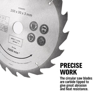 Sedy 10X250mm Circular Saw Blade 20T Disc Wood Timber Cutting 30/20/16Mm Bore
