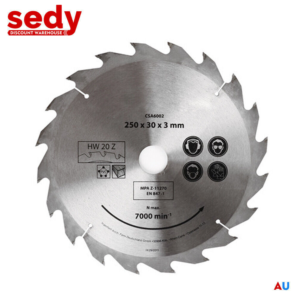 Sedy 10X250mm Circular Saw Blade 20T Disc Wood Timber Cutting 30/20/16Mm Bore