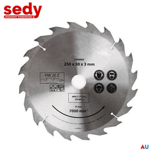 Sedy 10X250mm Circular Saw Blade 20T Disc Wood Timber Cutting 30/20/16Mm Bore
