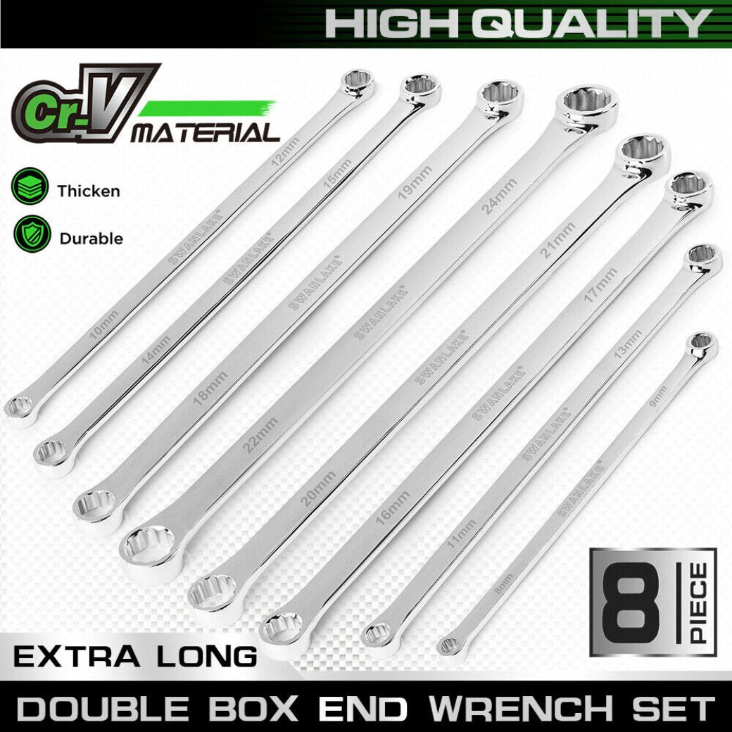 8Pc Aviation Spanner Set Extra Long Wrench Double Ring Crv With Bag 24Mm