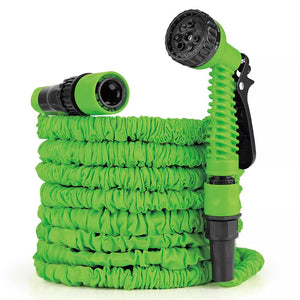 25Ft Water Garden Hose Flexible Expandable Pipe Car Wash With Spray Nozzle Gun