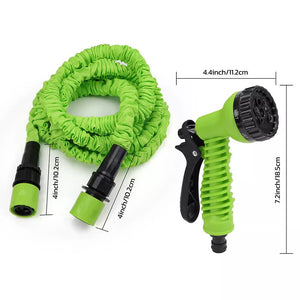 25Ft Water Garden Hose Flexible Expandable Pipe Car Wash With Spray Nozzle Gun