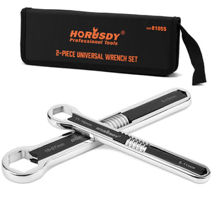 Horusdy 2Pcs Universal Wrench Set Sae & Metric Spanner Hex E Torx Triangle