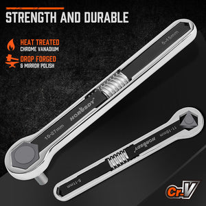 Horusdy 2Pcs Universal Wrench Set Sae & Metric Spanner Hex E Torx Triangle