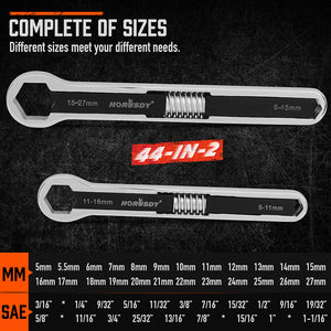 Horusdy 2Pcs Universal Wrench Set Sae & Metric Spanner Hex E Torx Triangle