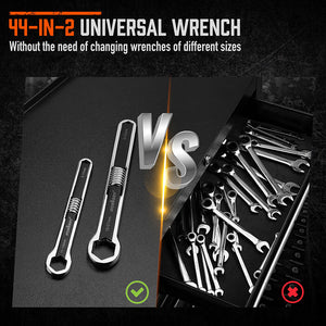 Horusdy 2Pcs Universal Wrench Set Sae & Metric Spanner Hex E Torx Triangle