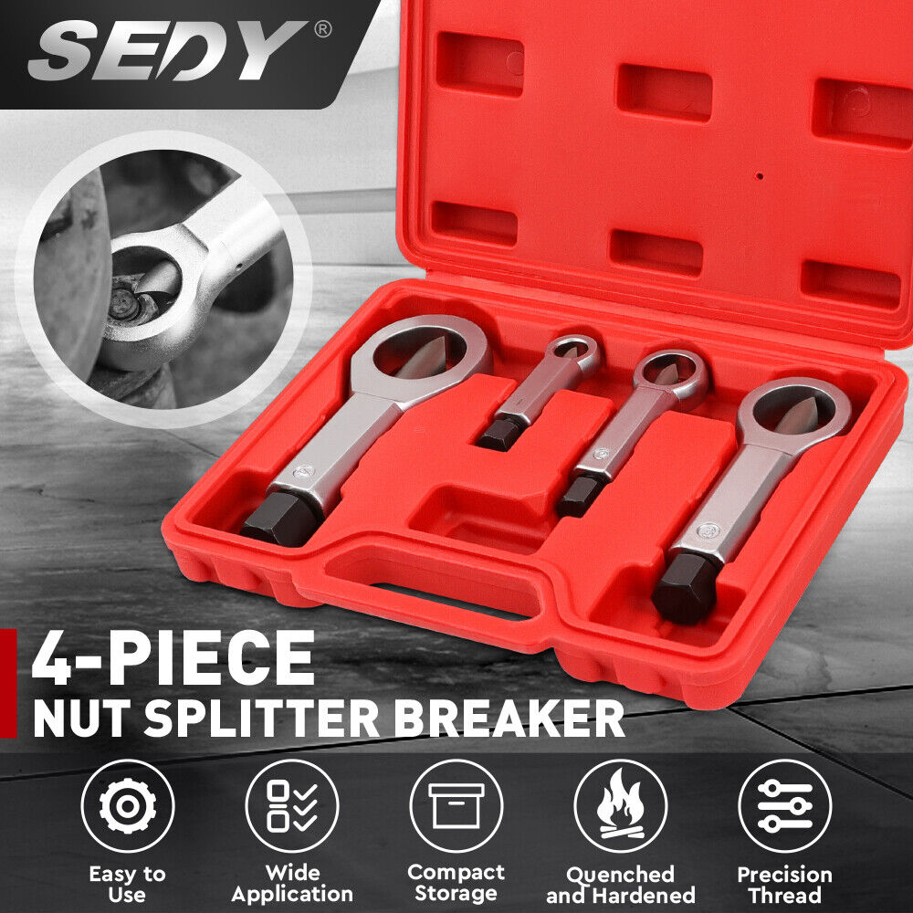 Sedy 4Pcs Metal Nut Splitter Kit Pressure Cracker Remover Extractor Tool