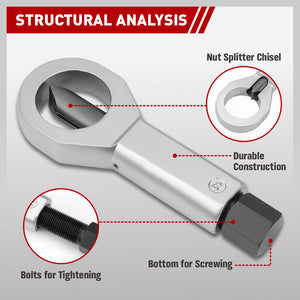 Sedy 4Pcs Metal Nut Splitter Kit Pressure Cracker Remover Extractor Tool