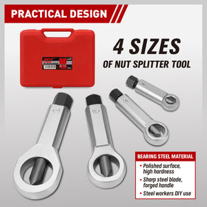 Sedy 4Pcs Metal Nut Splitter Kit Pressure Cracker Remover Extractor Tool