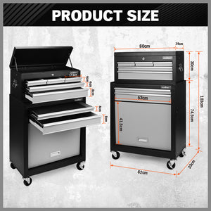 Horusdy 7 Drawer Tool Box Trolley Cabinet Storage Cart Garage Toolbox Organiser