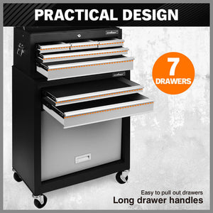 Horusdy 7 Drawer Tool Box Trolley Cabinet Storage Cart Garage Toolbox Organiser