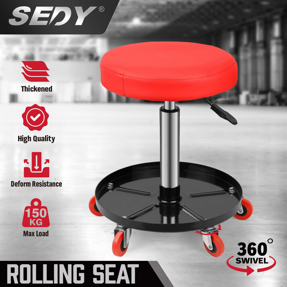 Sedy 150Kg Load Pneumatic Roller Seat Mechanic Rolling Stool With Tool Tray Au