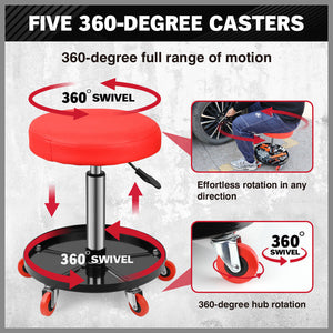 Sedy 150Kg Load Pneumatic Roller Seat Mechanic Rolling Stool With Tool Tray Au