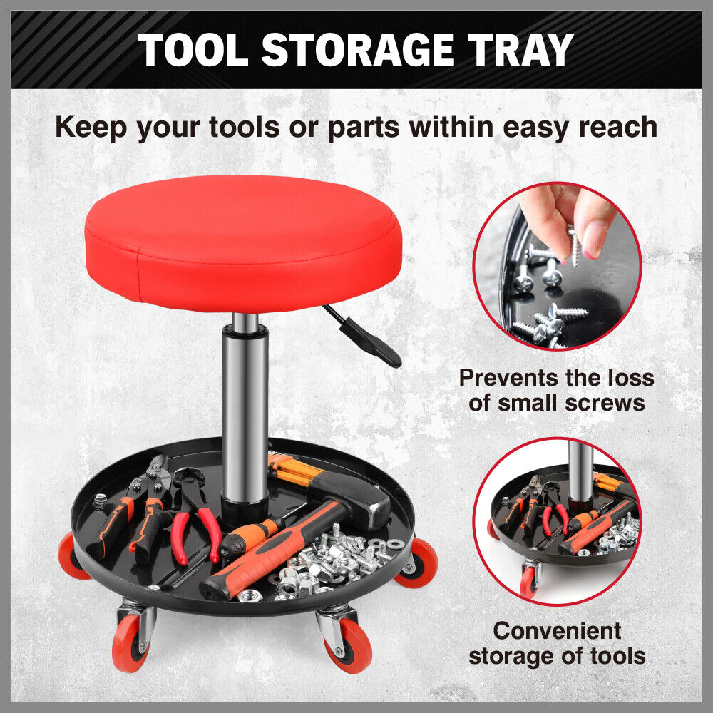 Sedy 150Kg Load Pneumatic Roller Seat Mechanic Rolling Stool With Tool Tray Au