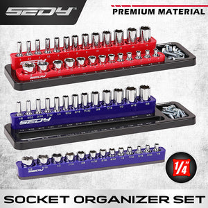 Sedy Magnetic Socket Holder Organizer Set Detachable 1/4 Drive Metric Sae Tool