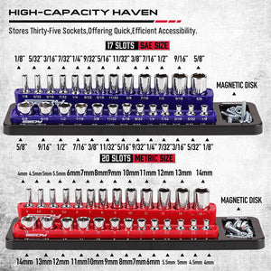 Sedy Magnetic Socket Holder Organizer Set Detachable 1/4 Drive Metric Sae Tool