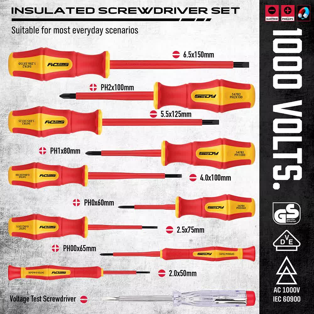 Magnetic Insulated Screwdriver Pliers Set 1000V Electrical Tool Hose Pinch Box