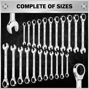 Elead 33Pcs Ratchet Wrench Set Sae Metric Phillips Slotted Bits Adapter