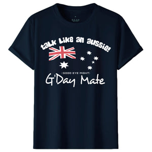 100% Cotton Australian Day Flag T Shirt Aussie G'day Mate Navy Souvenir Tee Top