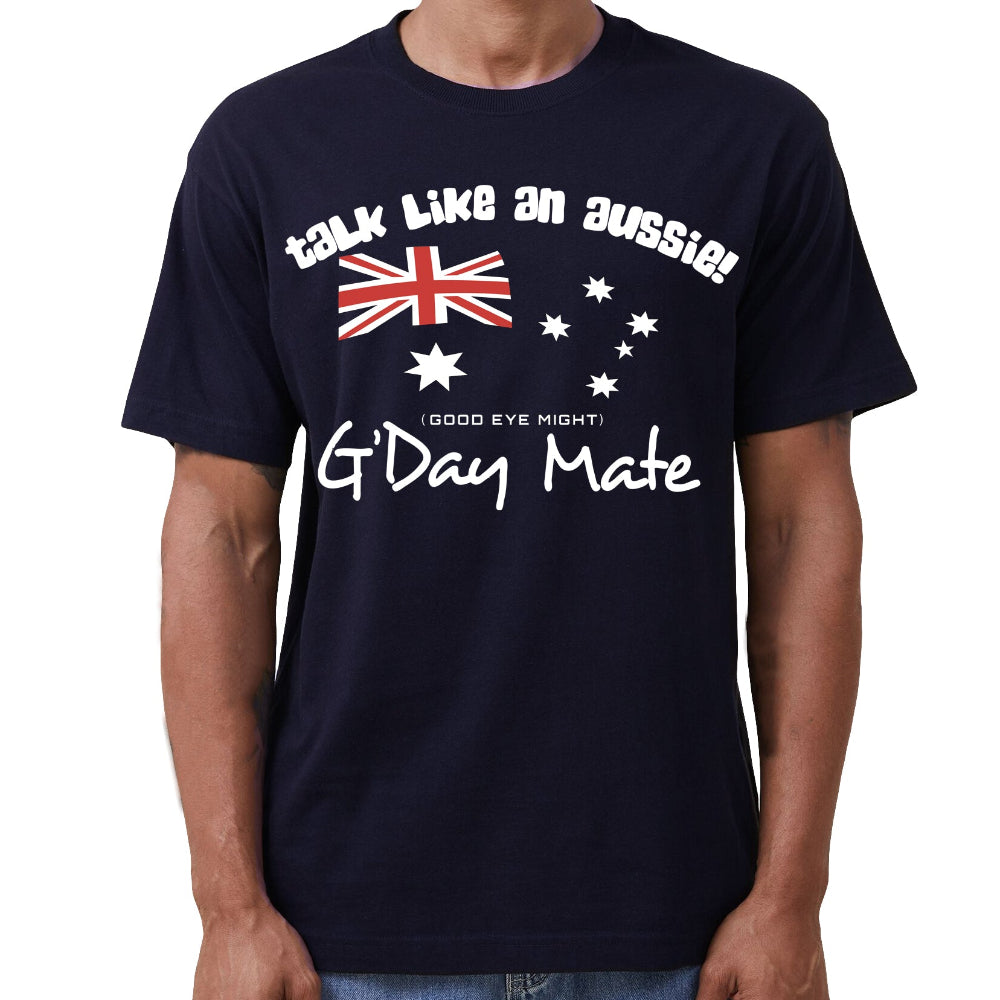 100% Cotton Australian Day Flag T Shirt Aussie G'day Mate Navy Souvenir Tee Top