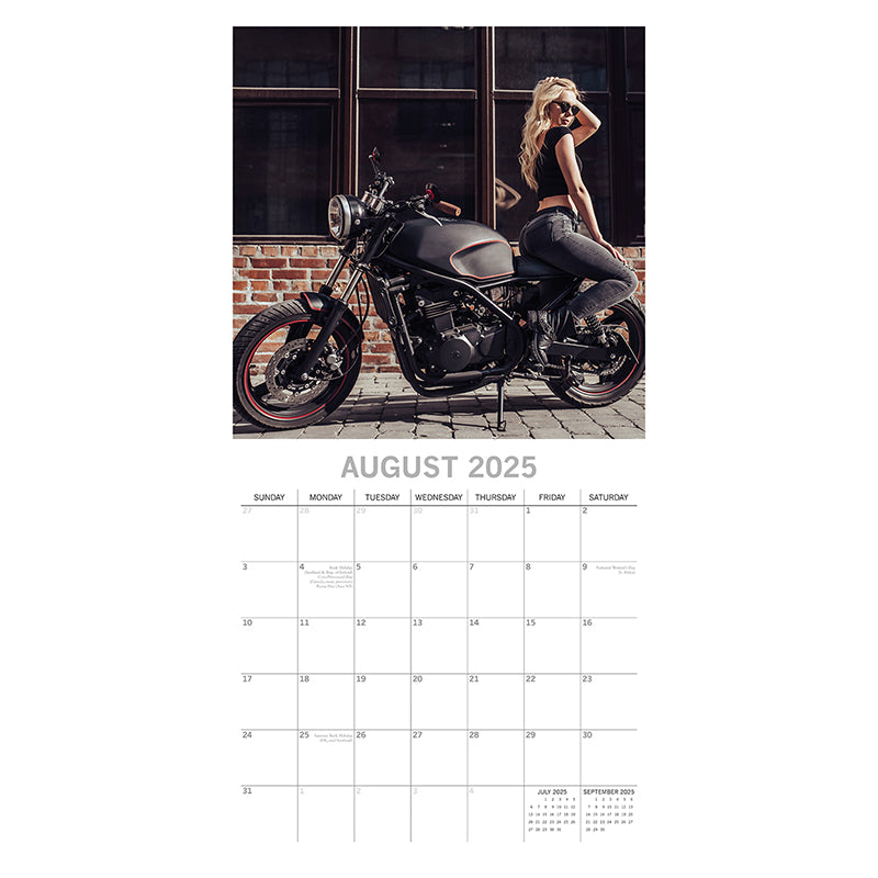 Biker Babes 2025 Square Wall Calendar 16 Months Christmas New Year Planner Gift