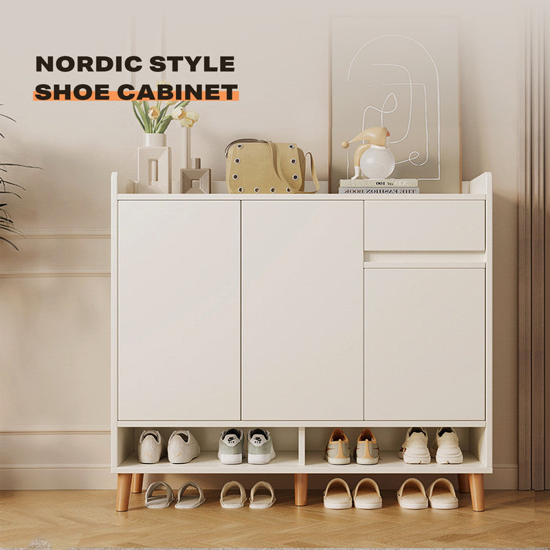 White Simple Style Shoe Cabinet Storage