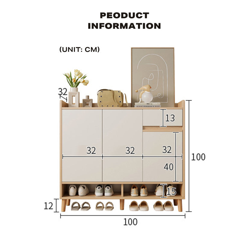 White Simple Style Shoe Cabinet Storage