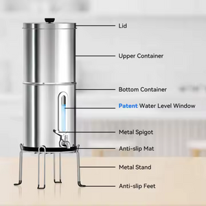 Aimex Portable Water Filter Gravity Fed 304 Stainless Steel Fluoride Removal