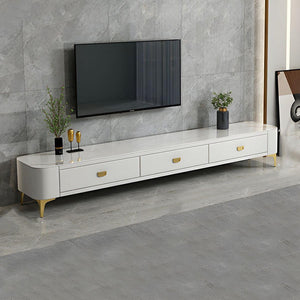 Chalk Sintered Stone Tv Stand With Cabinet Storage Design For Drawing Room 3 Drawers 160Cm