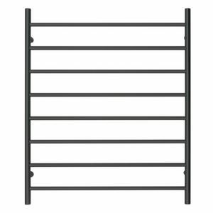 Premium Matte Black Heated Towel Rack 8 Bars Round Design Au Standard 1000X850mm Wide