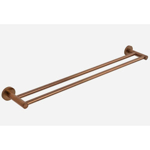 Luxurious Brushed Rose Gold Stainless Steel 304 Towel Rack Rail Double Bar 600Mm