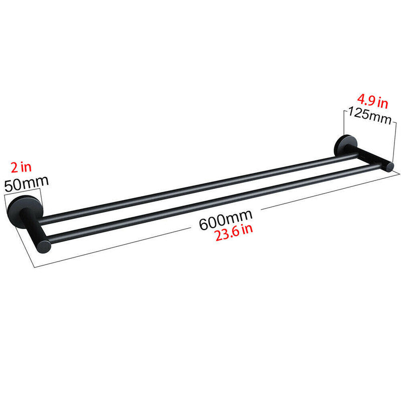 Luxurious Brushed Rose Gold Stainless Steel 304 Towel Rack Rail Double Bar 600Mm