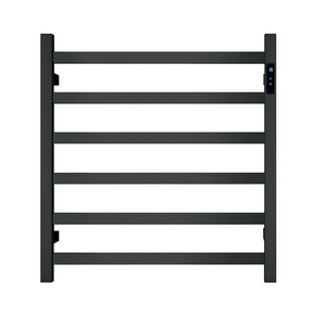 Premium Matte Black Heated Towel Rack With Led Control 6 Bars Square Design Au Standard 650X620mm Wide