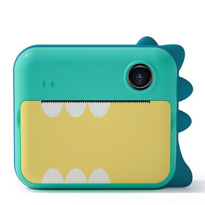32Gb Children Instant Camera With Dual Lens And Mini Print Green Dino