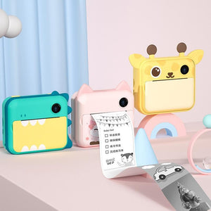 32Gb Children Instant Camera With Dual Lens And Mini Print Green Dino
