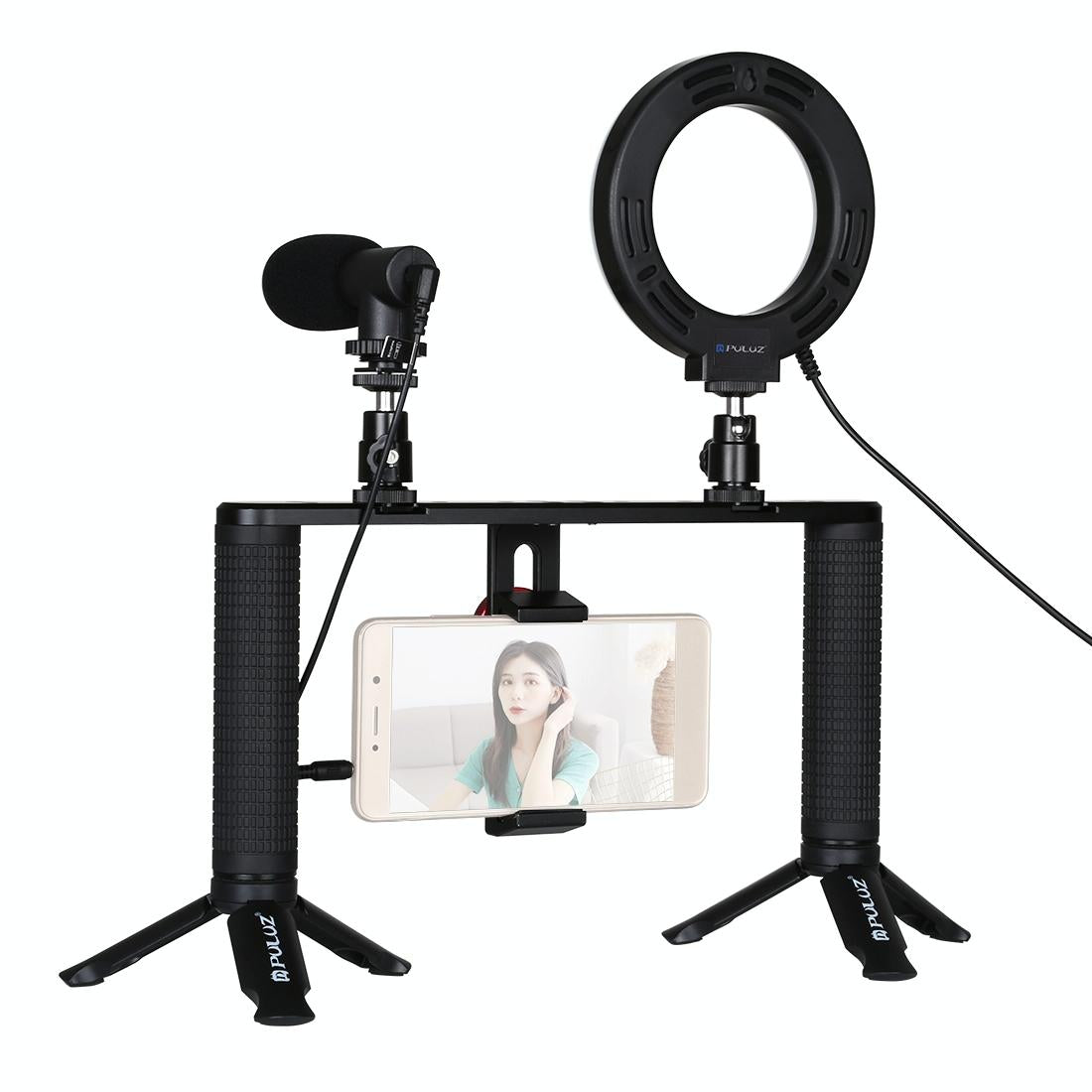 4 In 1 Vlogging Kit With 4.7 Ring Light Mic Tripod & Stabilizer