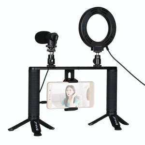 4 In 1 Vlogging Kit With 4.7 Ring Light Mic Tripod & Stabilizer